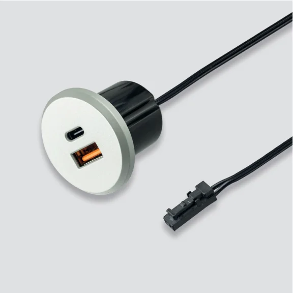 Mini bloc prises USB A+C rond