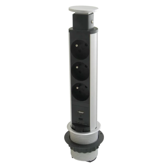 Bloc prises encastrable avec USB A+C diamètre 60