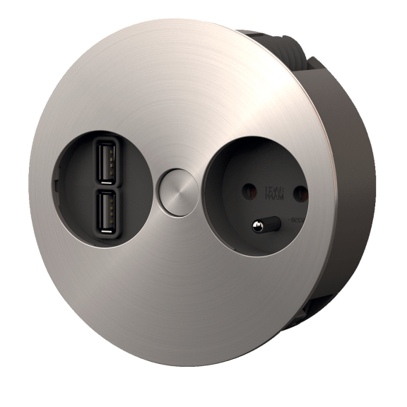 Bloc 1 prise, 1 chargeur USB double encastrable Twist
