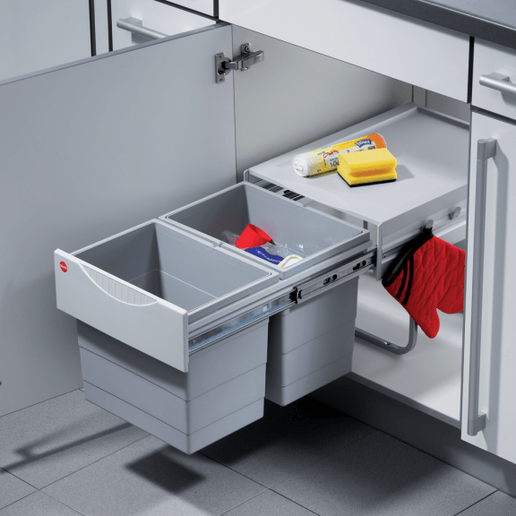 Afvalsortering op geleider 2 bakken 36 L