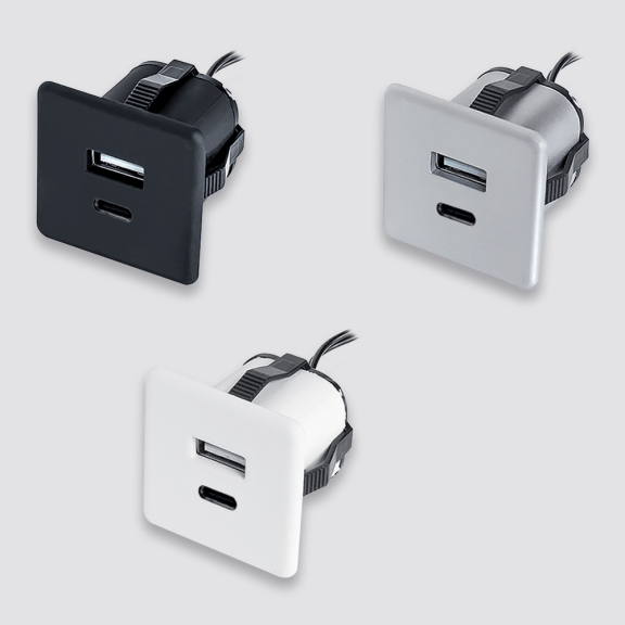 Mini bloc prises USB A+C carré