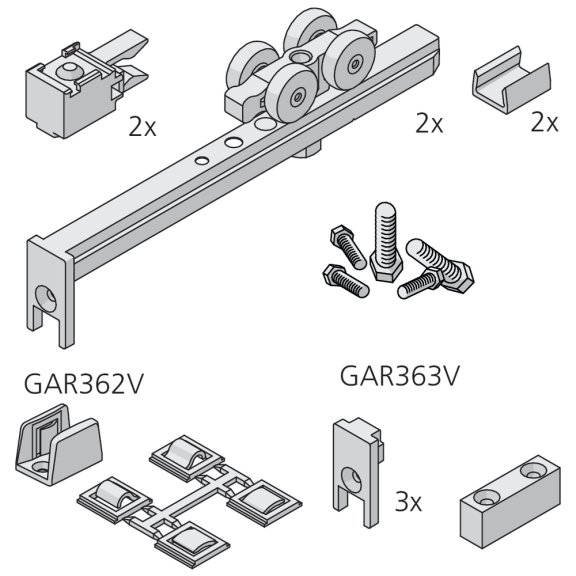 Garnitur CLIPO 36 Glas GPK/GPPK IS für 1 Tür
