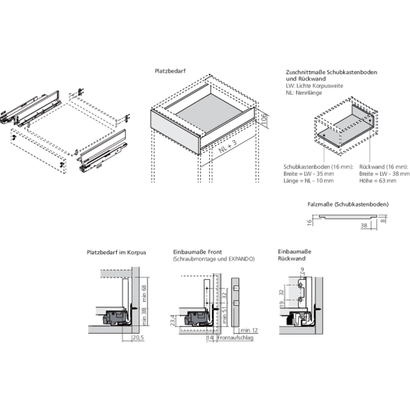 LEGRABOX TIP-ON seidenweiß matt Höhe M