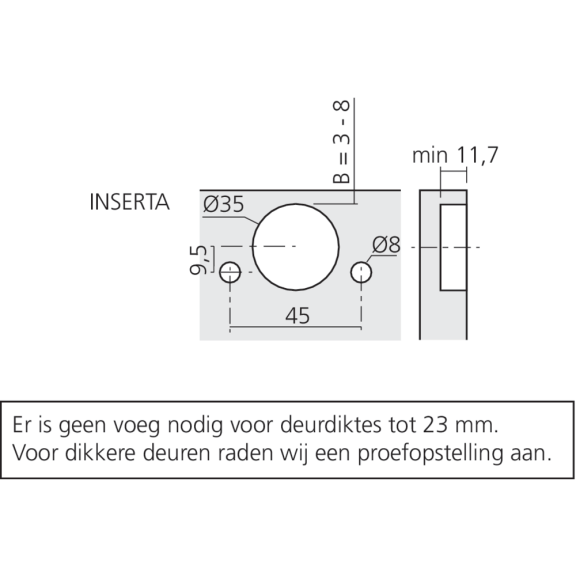 Scharnier CLIP top BLUMOTION 155° voor halfopliggende deur