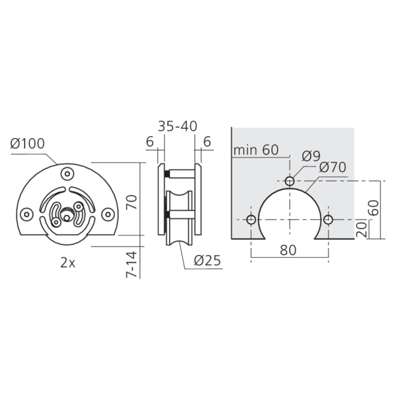Roulette bas pour porte coulissante
