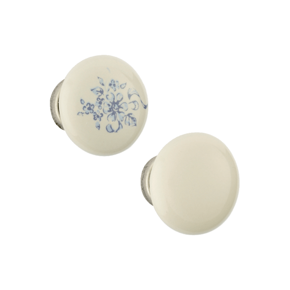 Bouton porcelaine argent