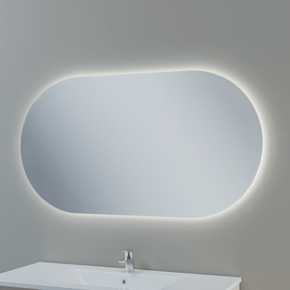 Miroir ovale avec luminaire