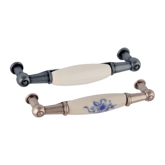 Poignée porcelaine argent