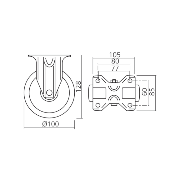 Rolle Ø 100 mm, fest
