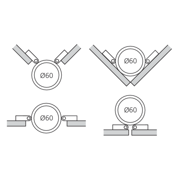 Set bevestigingen voor poot Ø60 mm