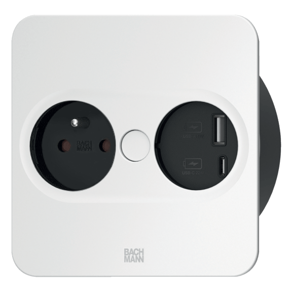 Bloc 1 prise, 1 chargeur USB A+C encastrable Twist 2