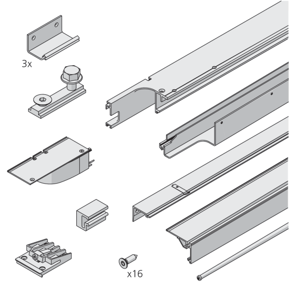 Schienen-Set für 2 Holztüren Folding Concepta III 20/25 kg