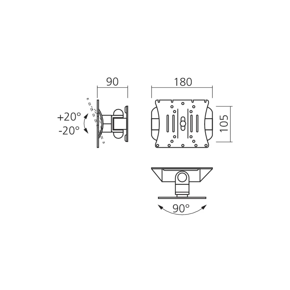Support mural inclinable pour écran de 10'' à 32''
