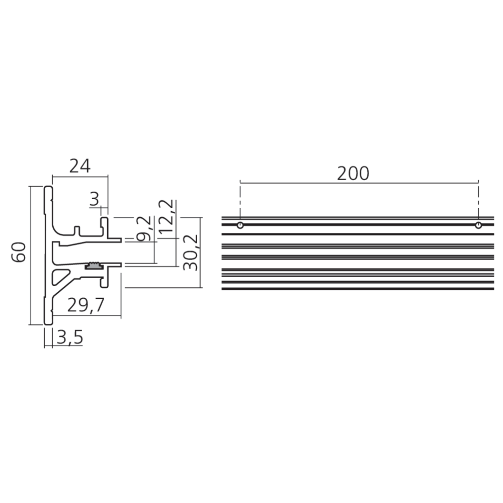 Profil horizontal noir