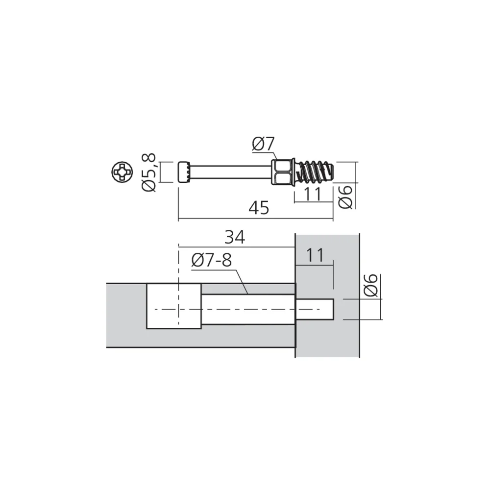 Tourillon TWINSTART filet bois Ø6 mm