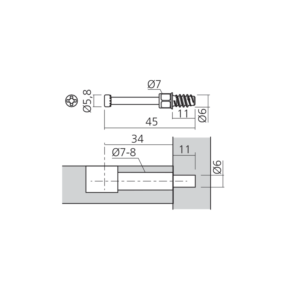 Tourillon TWINSTART filet bois Ø6 mm
