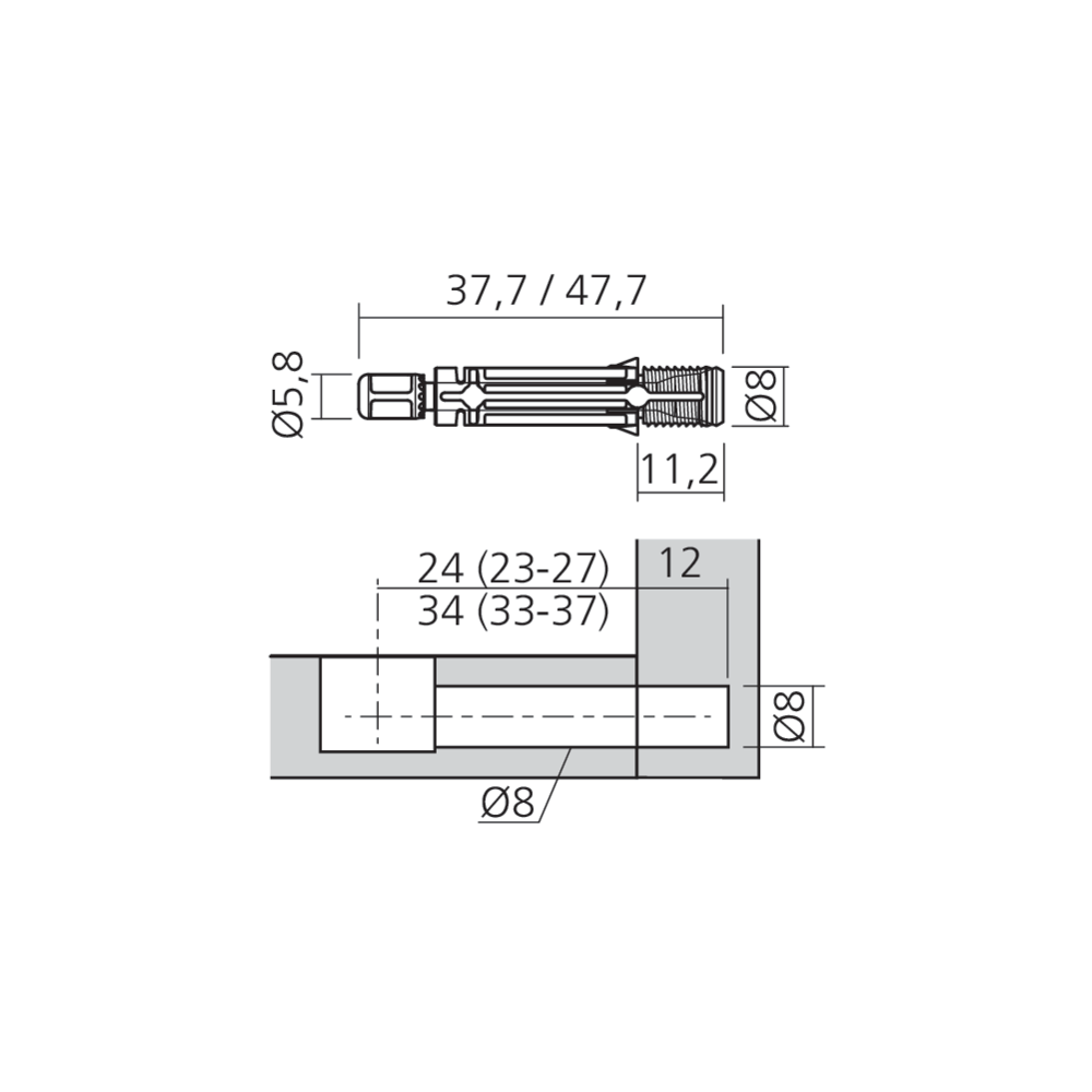 Tourillon QUICKFIT TL2 Ø8 mm