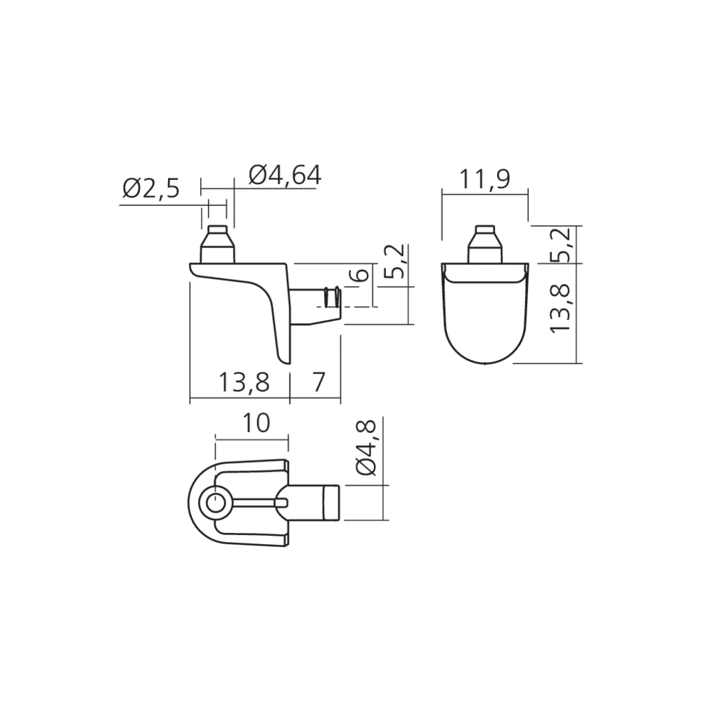 Taquet support tablette Ø5 mm