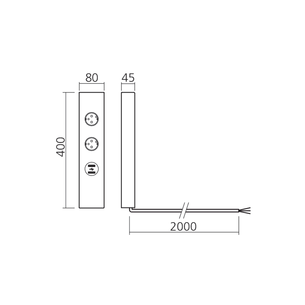 Bloc 2 prises + USB K-Concept