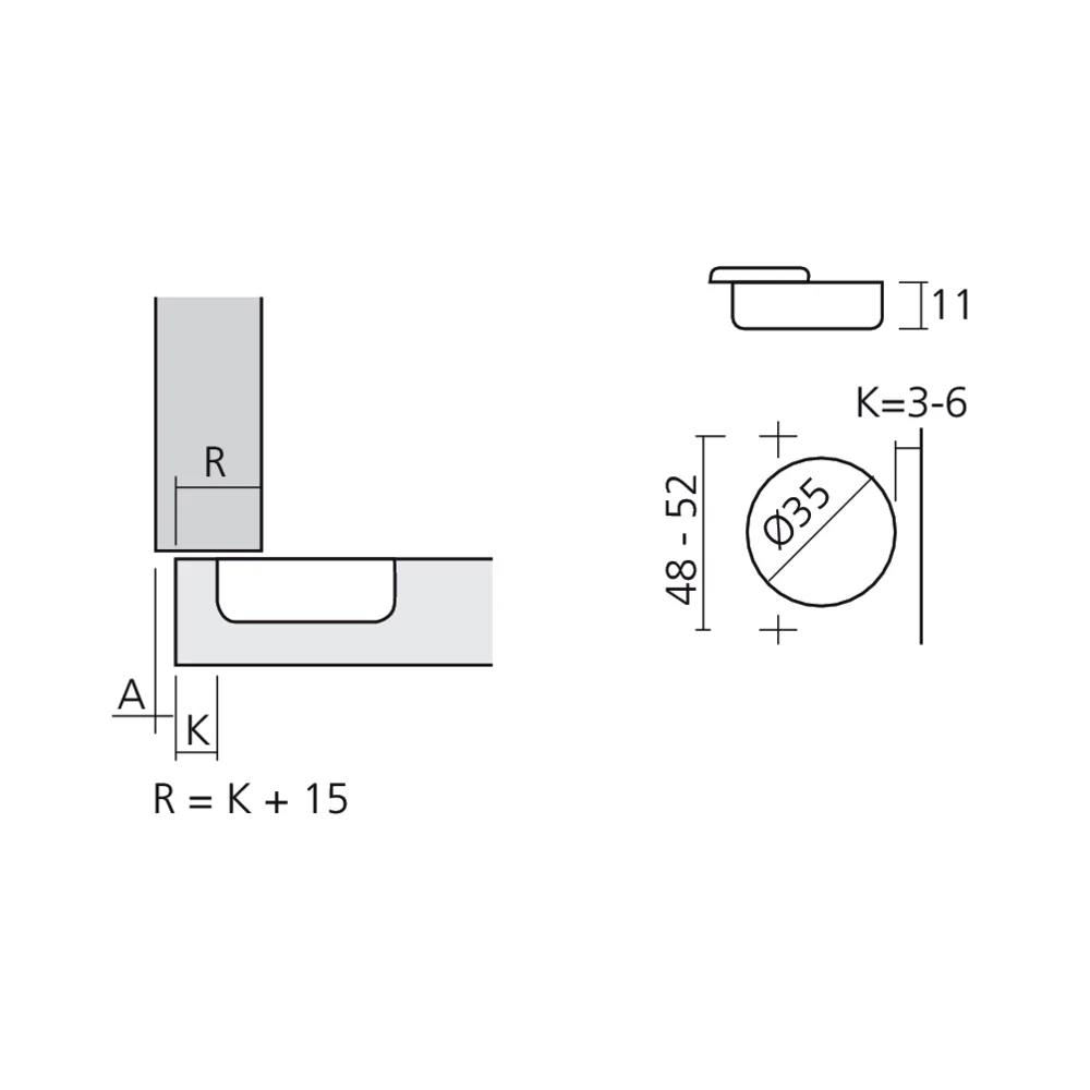 Charnière 110° en applique