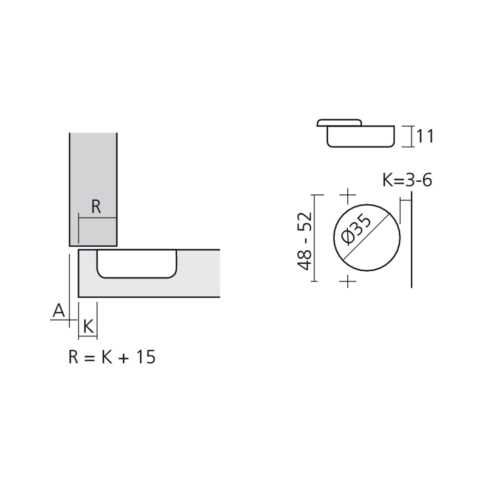Charnière 110° en applique