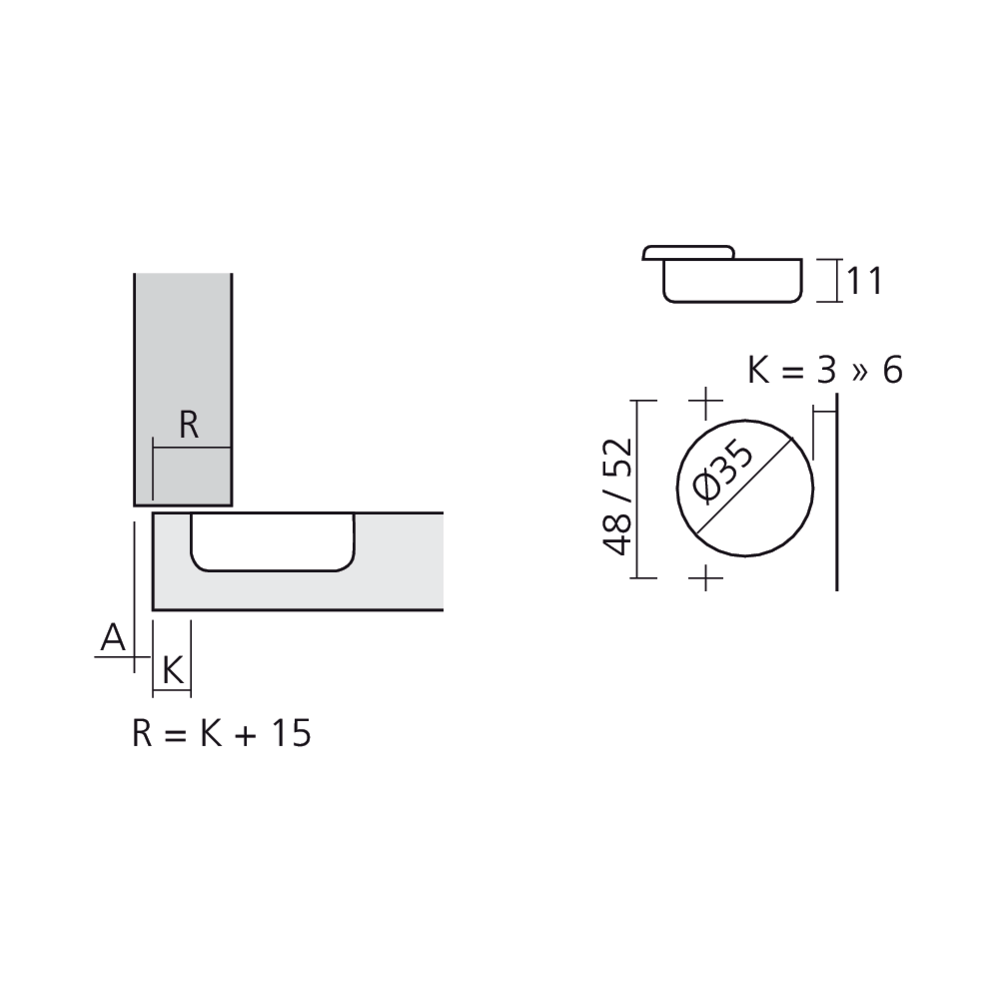 Charnière 110° en applique