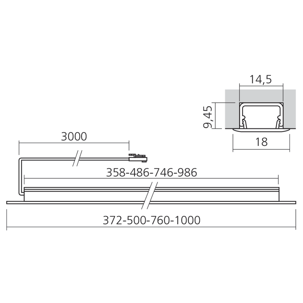 Réglette LED à encastrer 12 V