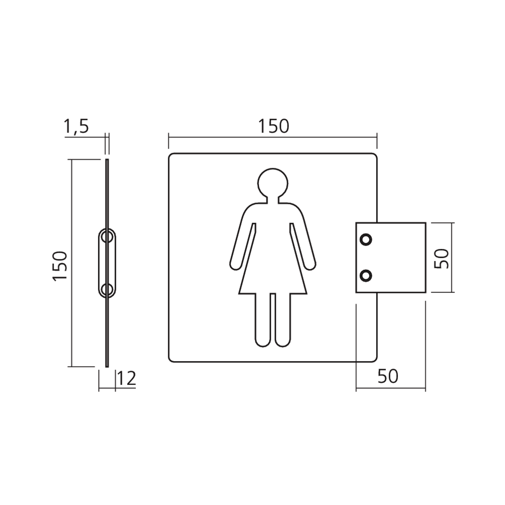 Plaque signalétique avec fixation murale