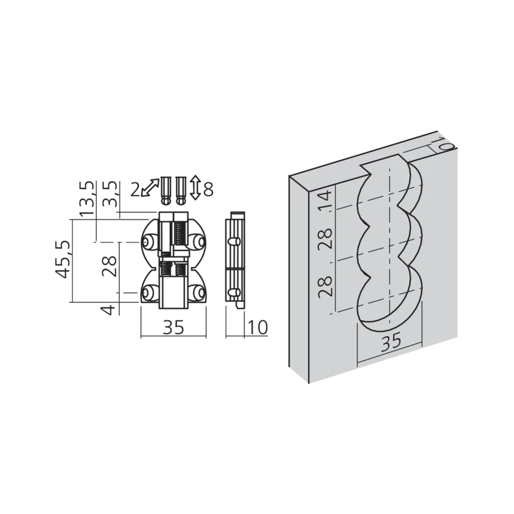 Attache réglable Ø35 mm