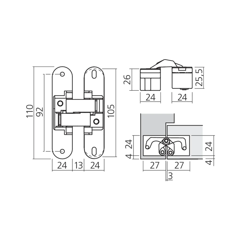 Charnière invisible 60 kg