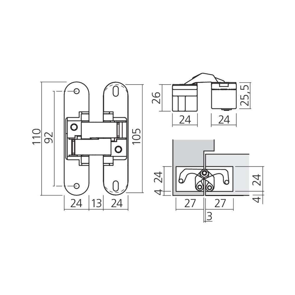 Charnière invisible 60 kg