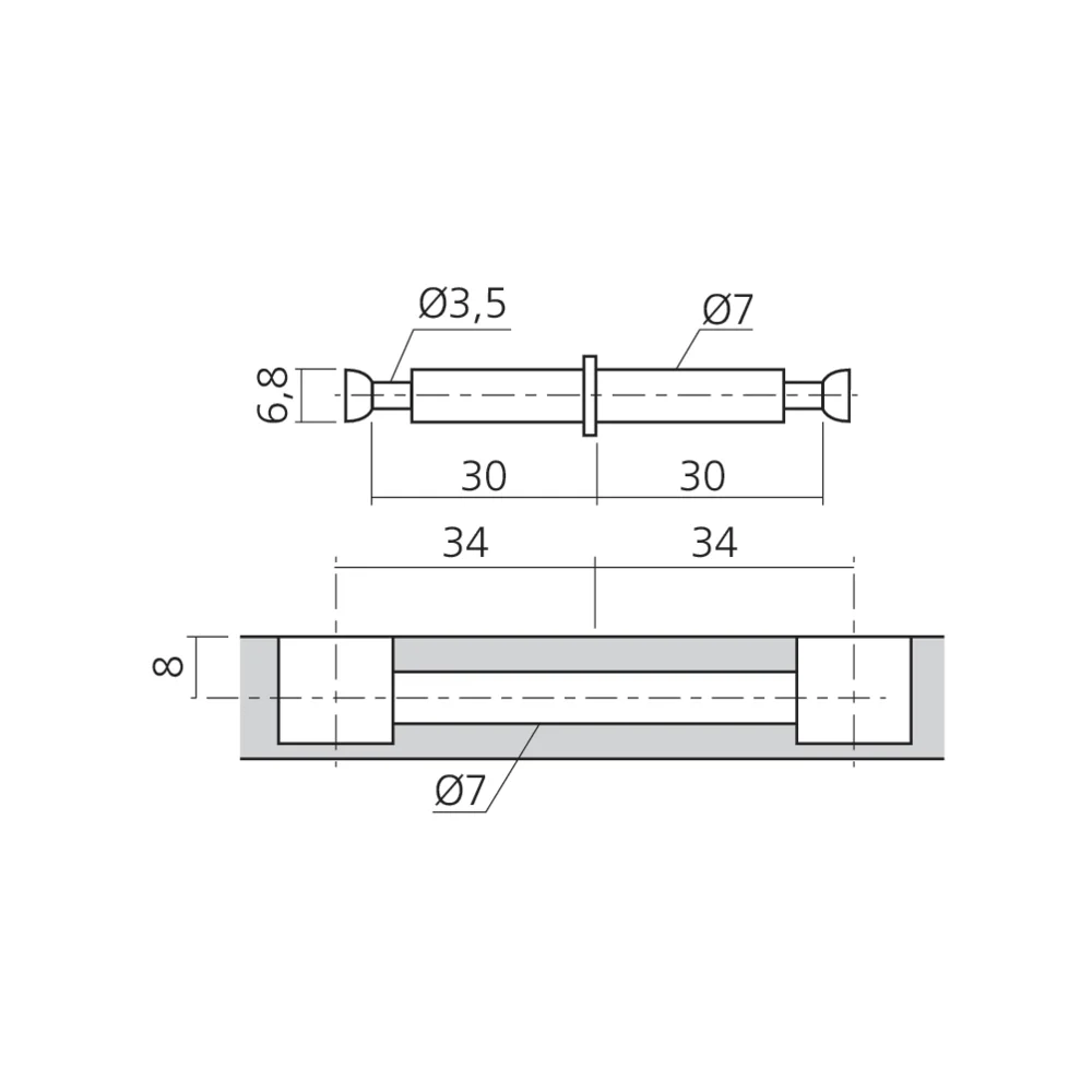 Tourillon double MINI15 pour assemblage à plat