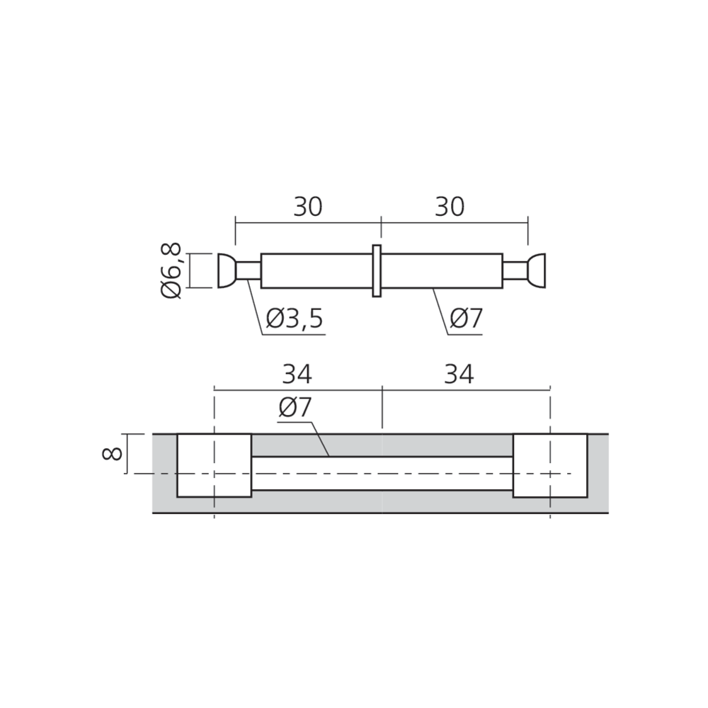 Tourillon double MINI15 pour assemblage à plat