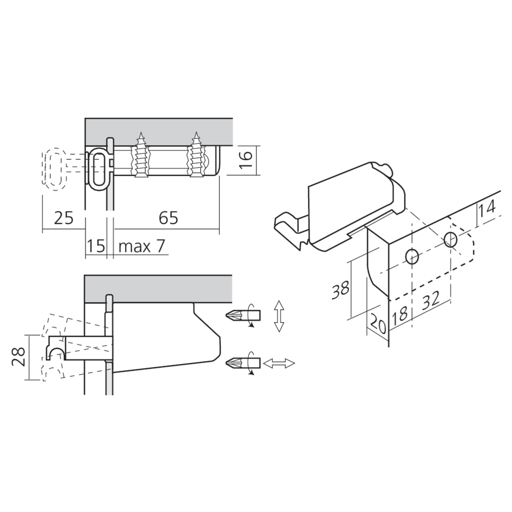 Attache élément à visser