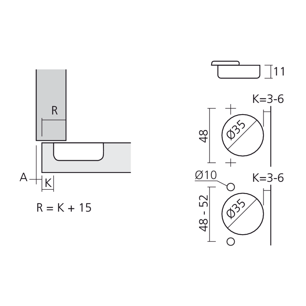 Charnière 110° en applique