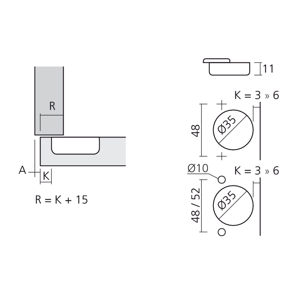 Charnière 110° en applique