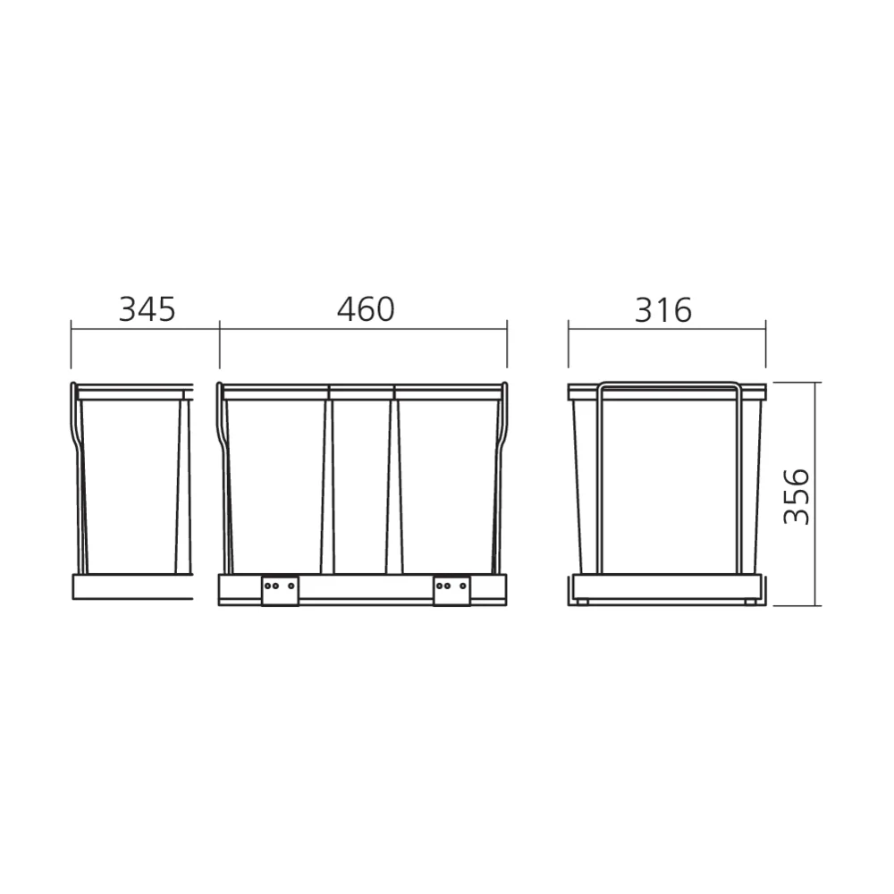 Poubelle coulissante tri sélectif 32 L