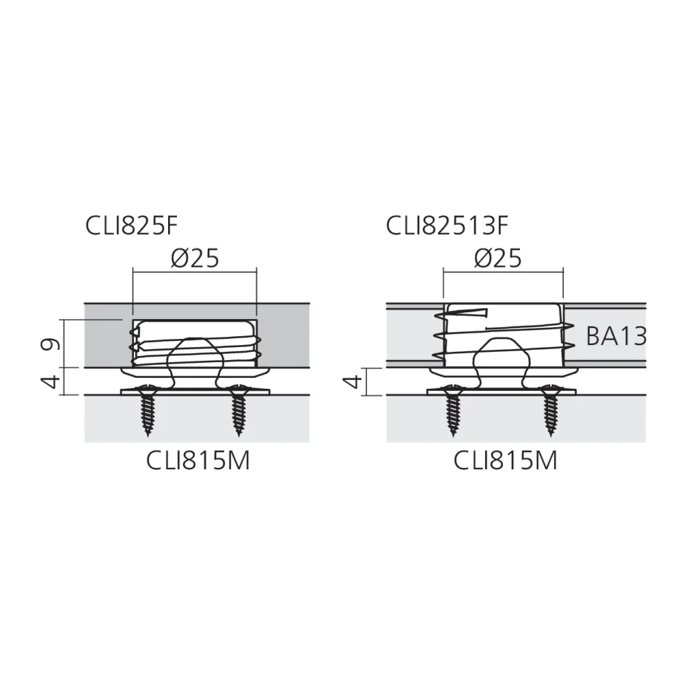 Clip femelle auto-taraudeur Low Profile