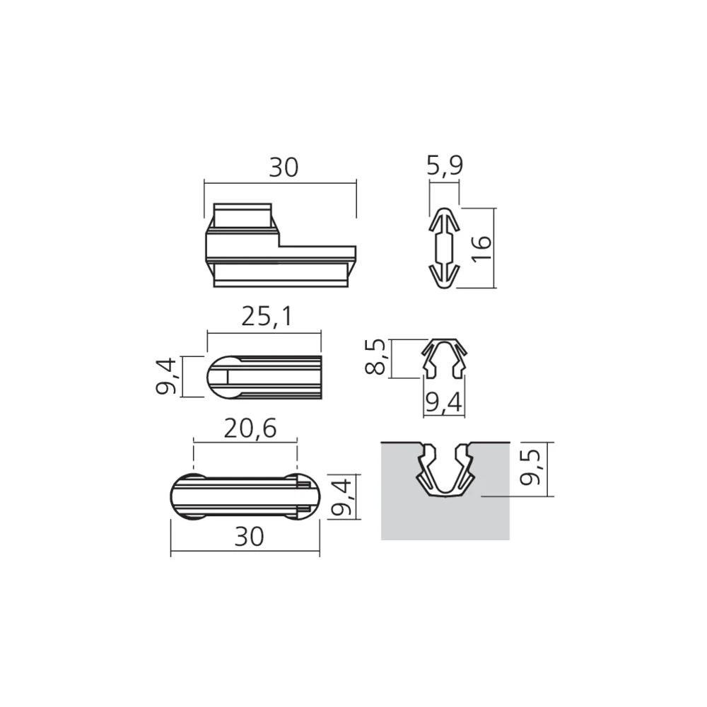 Connecteur invisible démontable fin V-0930