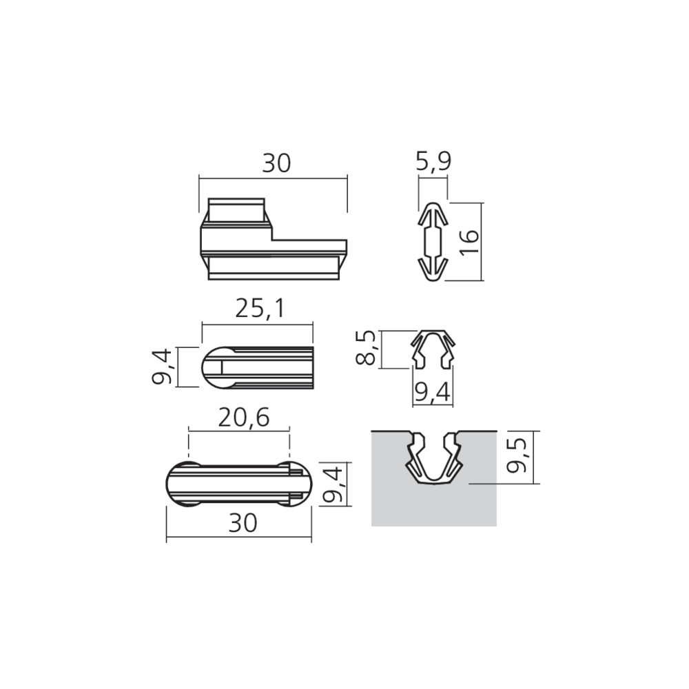 Connecteur invisible démontable fin V-0930