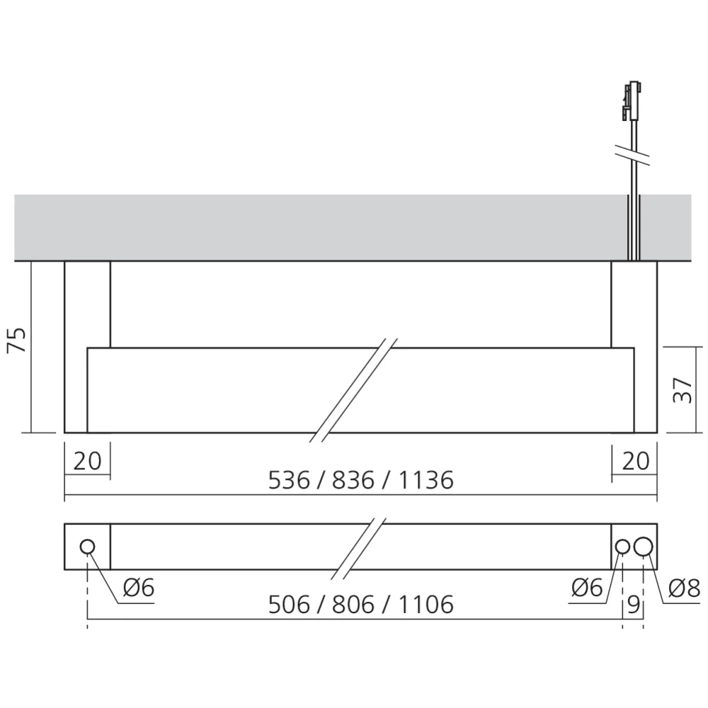 Tube de penderie LED 12 V rectangle