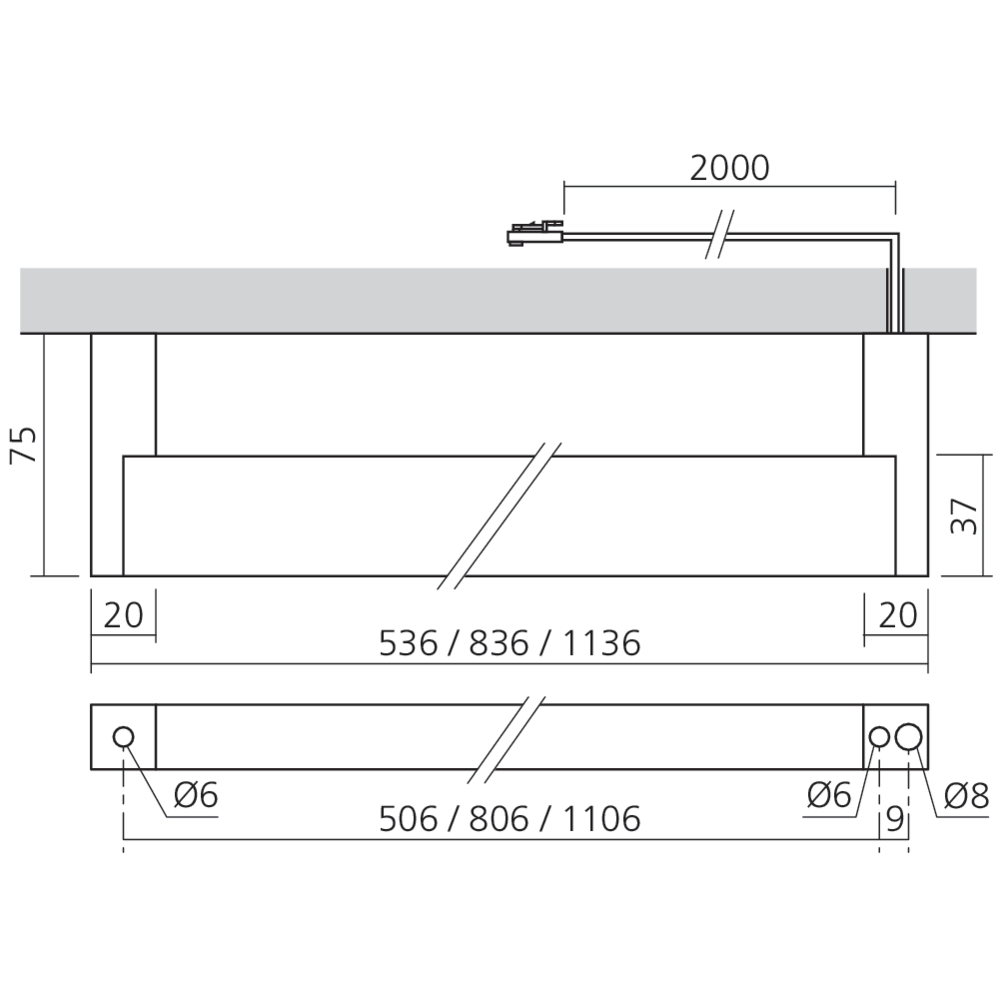 Tube de penderie LED 12 V rectangle
