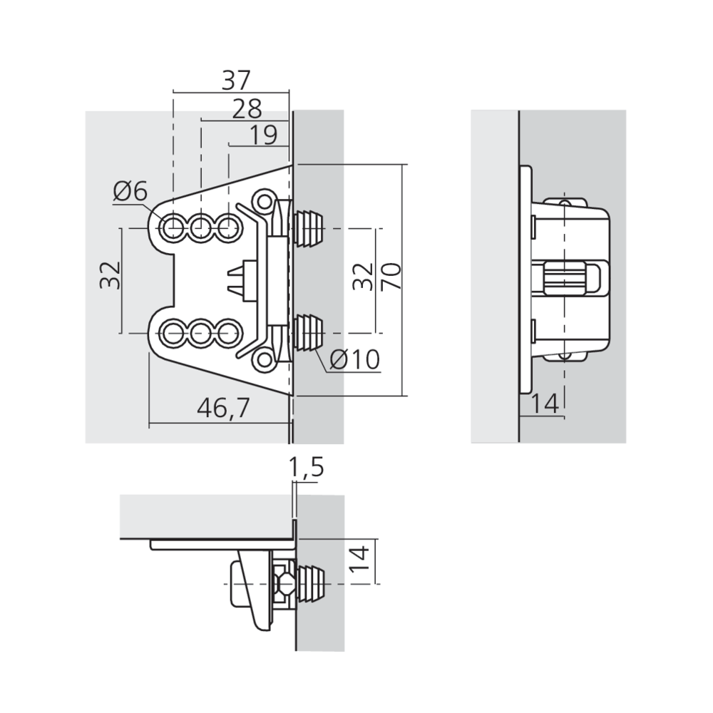 Ferrure réglable pour fausse façade