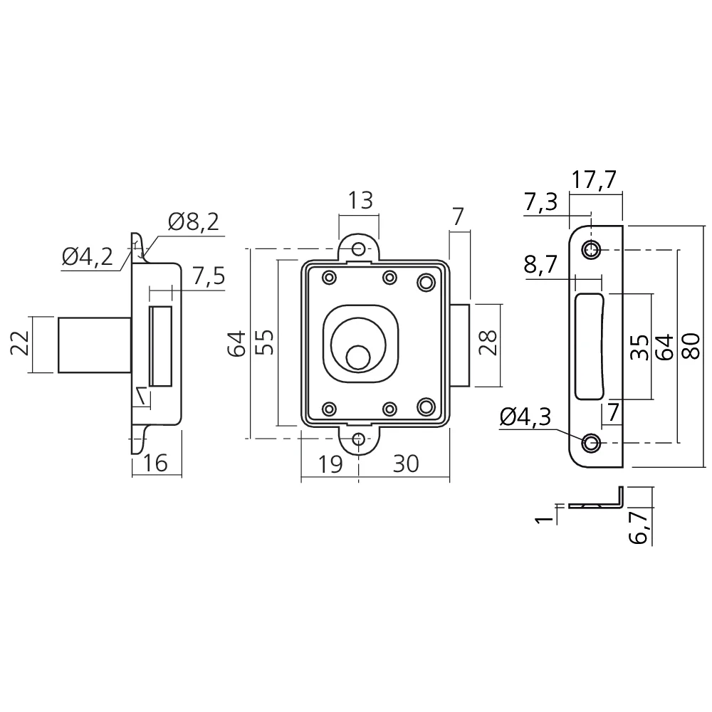 Serrure de sûreté 1 point cylindre 22