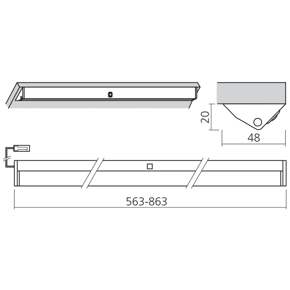 Réglette LED en applique avec détecteur