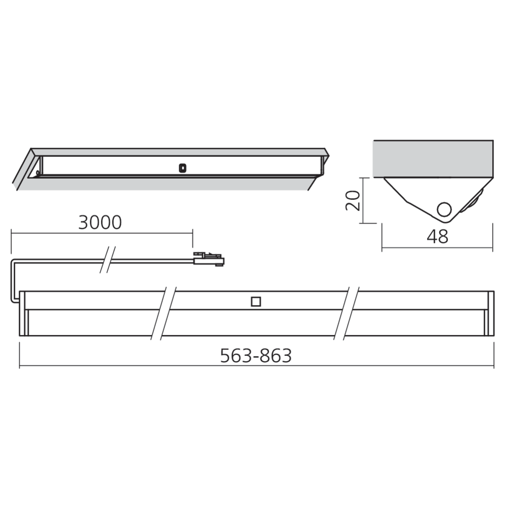 Réglette LED en applique avec détecteur