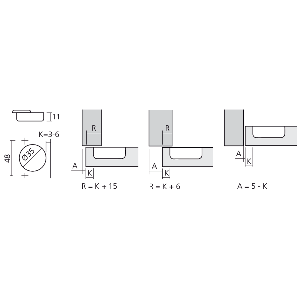 Charnière Série 200 110° à ressort inversé