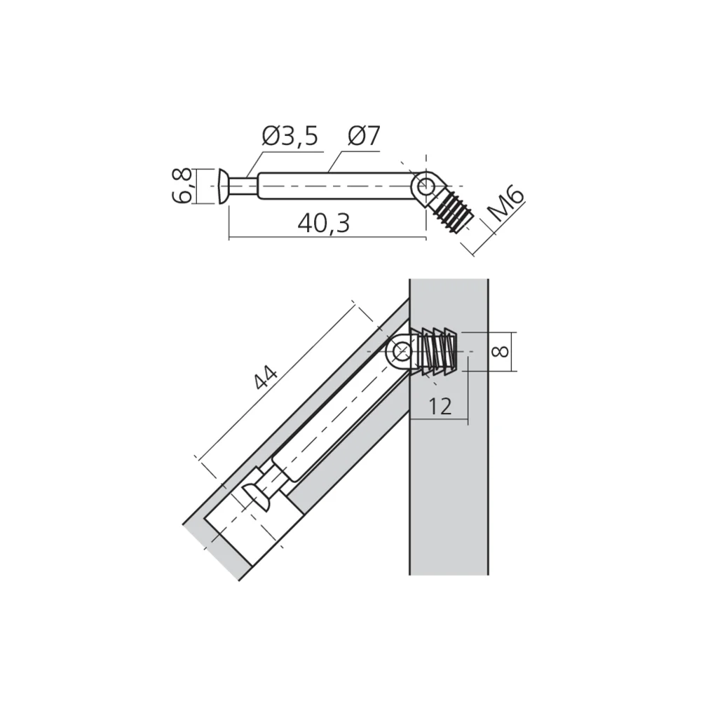 Tourillon articulé MINI filet M6