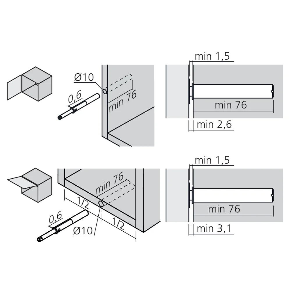 TIP-ON pour porte "version longue"