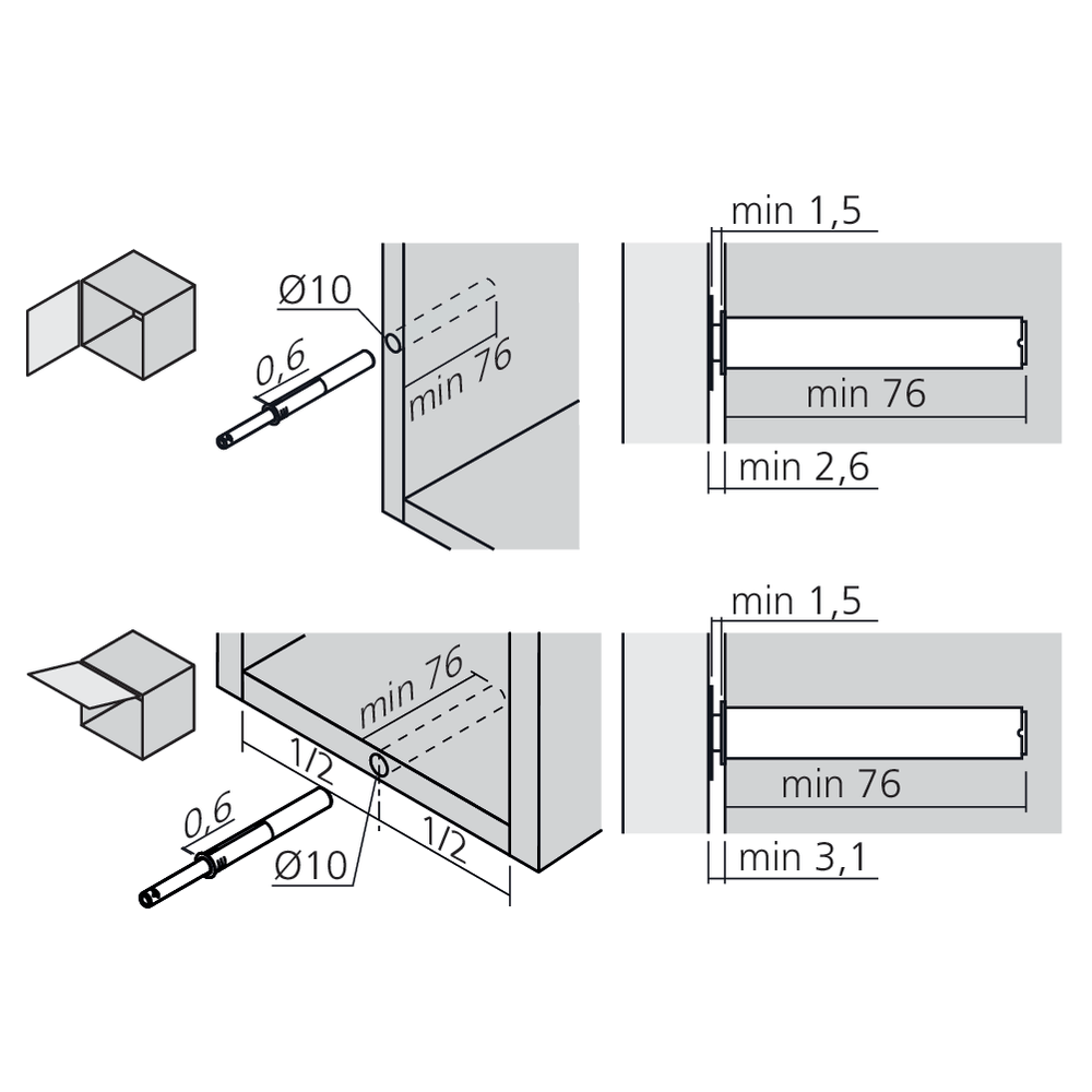 TIP-ON pour porte "version longue"
